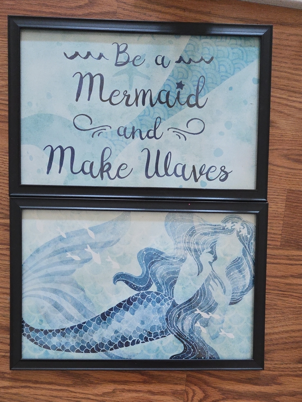 Be a Mermaid and Make Waves Wall Art - Blue Mermaid Print 2 Piece